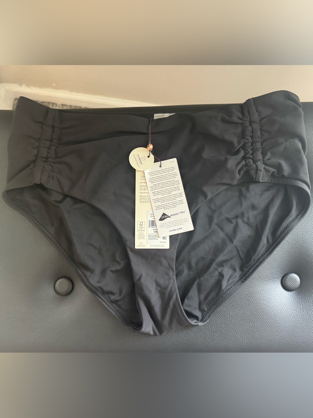 NWY Calia Pure Black Ruched Swim Bottoms